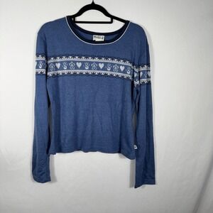 Mudd Blue Graphic Long Sleeve Shirt Casual Y2K Style Top Size XL